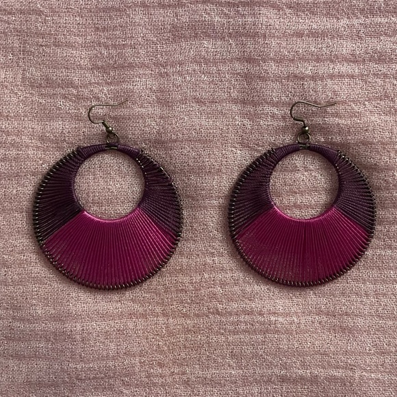 Pink & Purple Hoop Earrings - Picture 3 of 5
